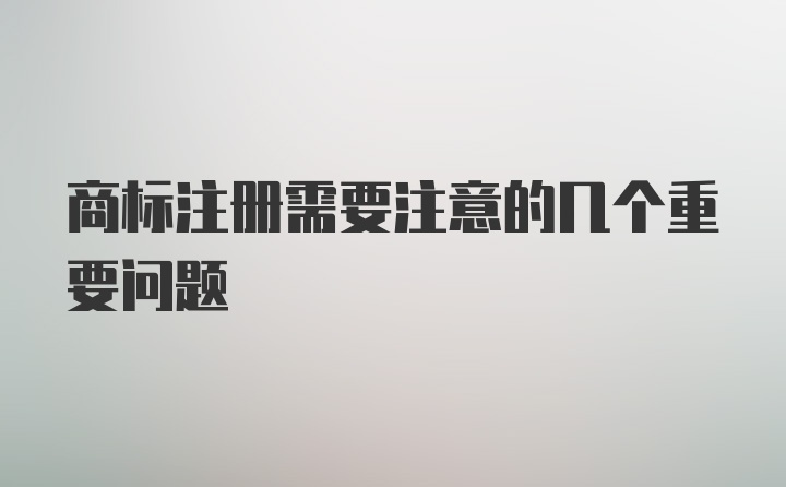 商标注册需要注意的几个重要问题