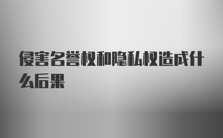 侵害名誉权和隐私权造成什么后果