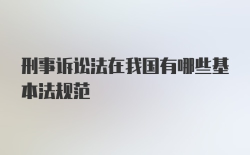 刑事诉讼法在我国有哪些基本法规范