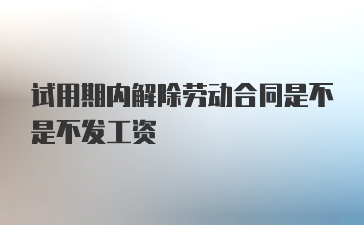 试用期内解除劳动合同是不是不发工资