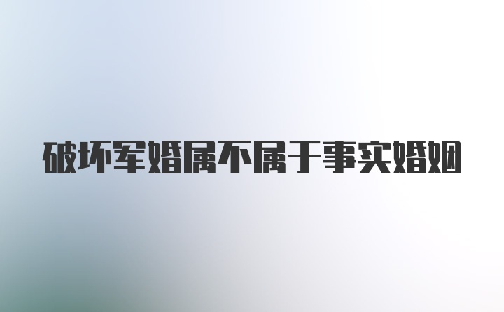 破坏军婚属不属于事实婚姻