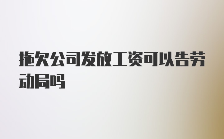 拖欠公司发放工资可以告劳动局吗