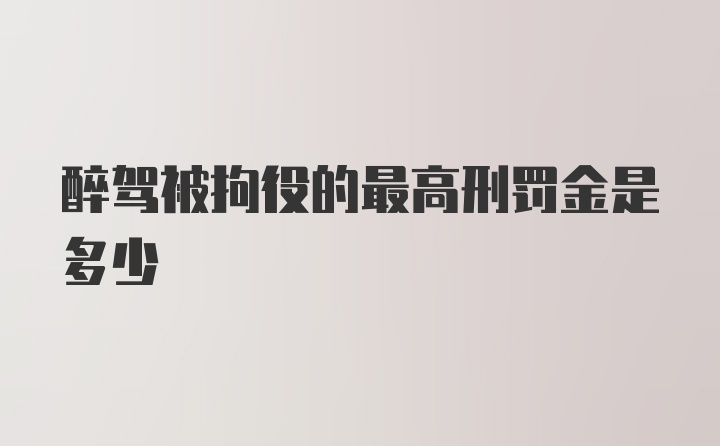 醉驾被拘役的最高刑罚金是多少