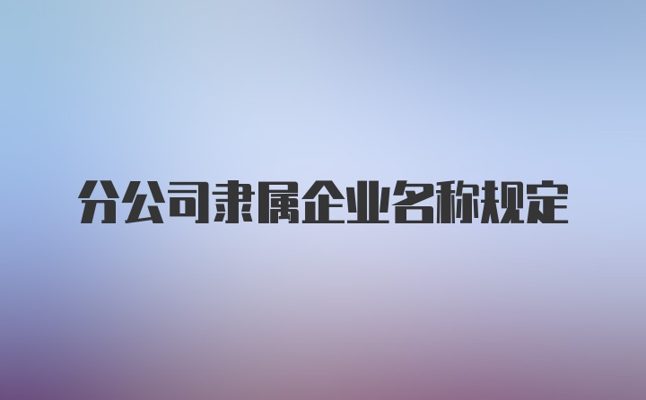 分公司隶属企业名称规定