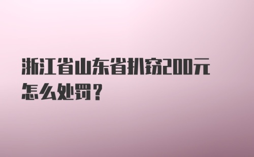 浙江省山东省扒窃200元怎么处罚？