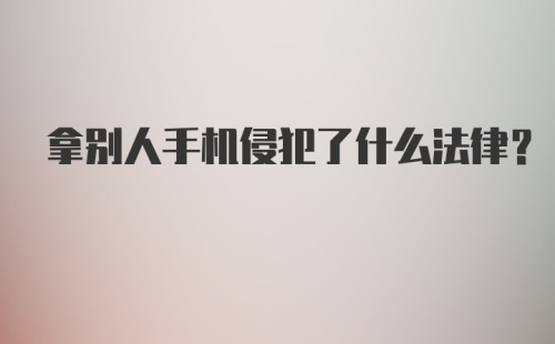 拿别人手机侵犯了什么法律？