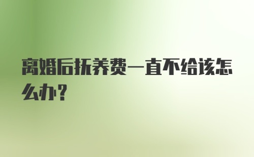 离婚后抚养费一直不给该怎么办?