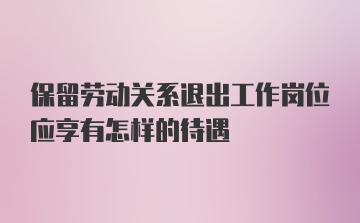 保留劳动关系退出工作岗位应享有怎样的待遇