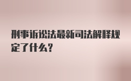 刑事诉讼法最新司法解释规定了什么？