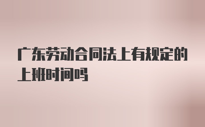 广东劳动合同法上有规定的上班时间吗