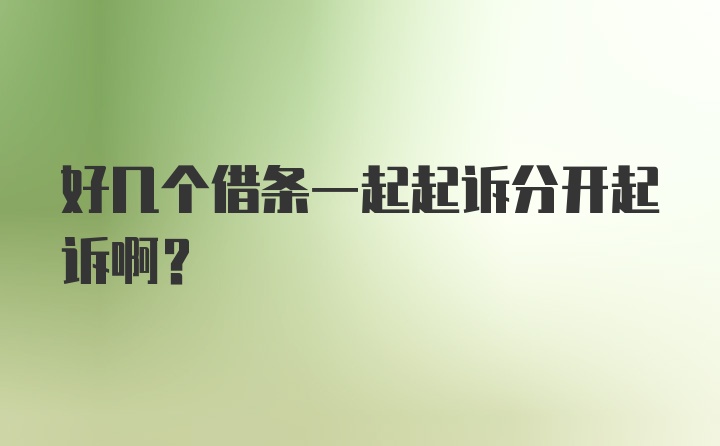 好几个借条一起起诉分开起诉啊？