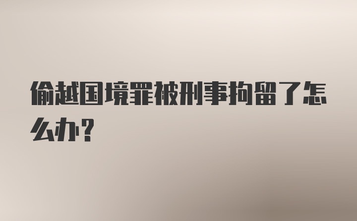 偷越国境罪被刑事拘留了怎么办？