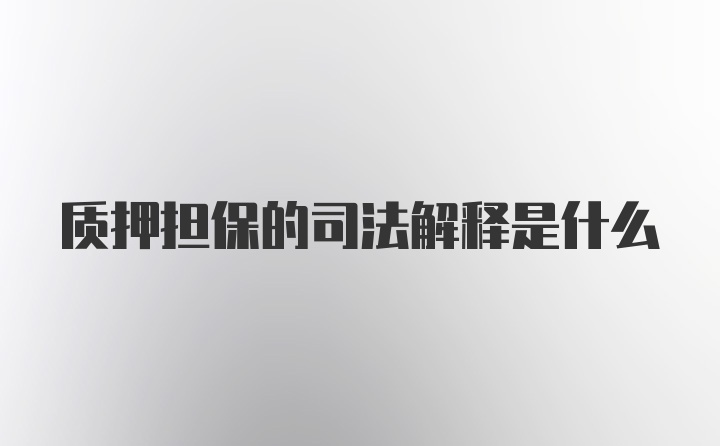 质押担保的司法解释是什么