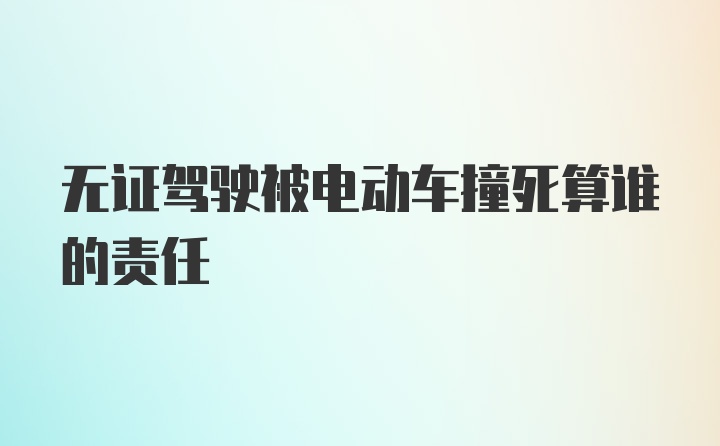 无证驾驶被电动车撞死算谁的责任