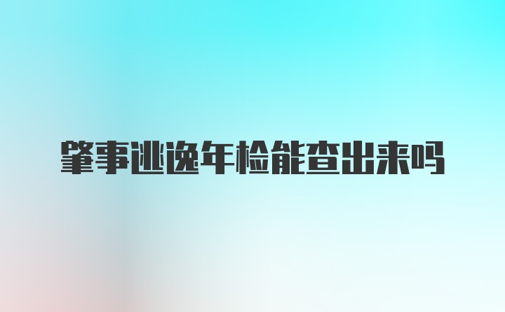 肇事逃逸年检能查出来吗