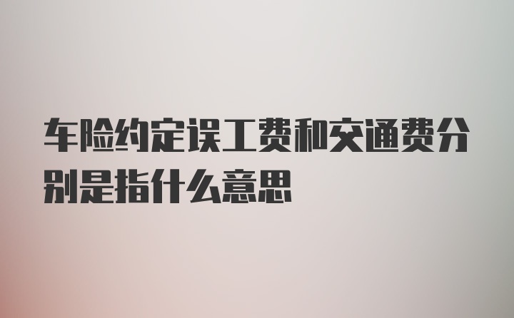 车险约定误工费和交通费分别是指什么意思