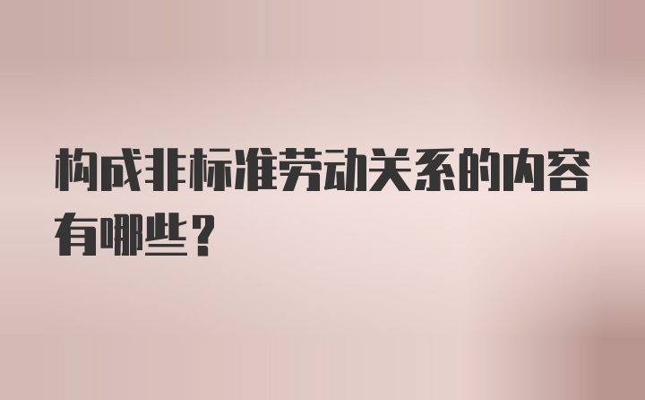 构成非标准劳动关系的内容有哪些？