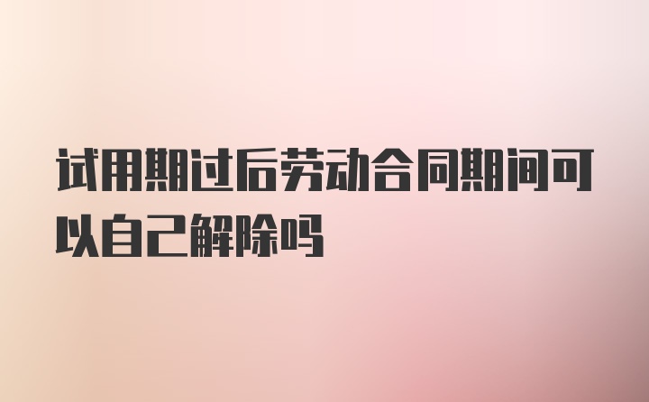 试用期过后劳动合同期间可以自己解除吗