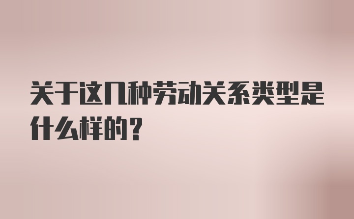 关于这几种劳动关系类型是什么样的？