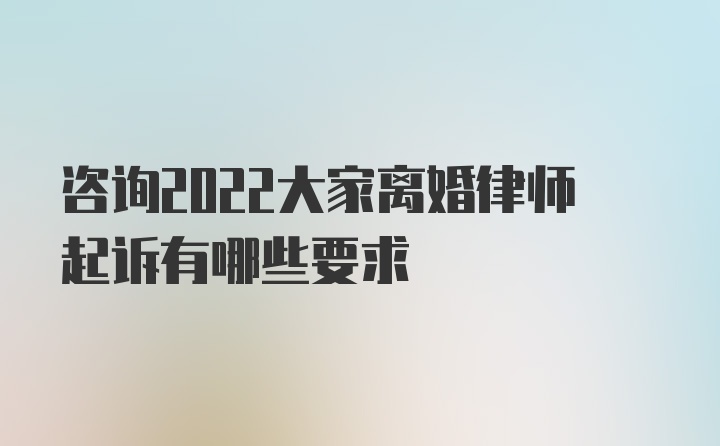 咨询2022大家离婚律师起诉有哪些要求