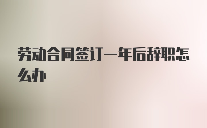 劳动合同签订一年后辞职怎么办