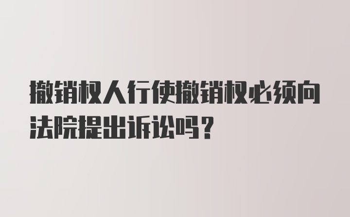 撤销权人行使撤销权必须向法院提出诉讼吗?