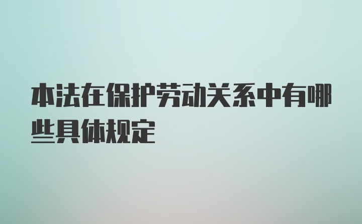 本法在保护劳动关系中有哪些具体规定