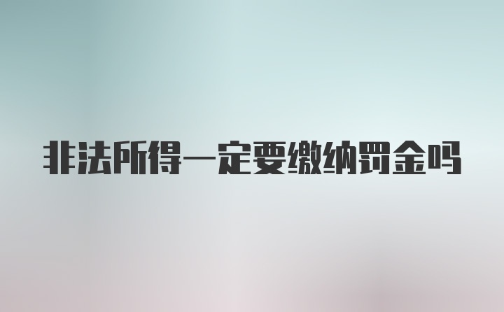 非法所得一定要缴纳罚金吗