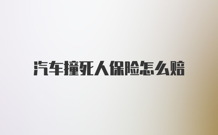 汽车撞死人保险怎么赔