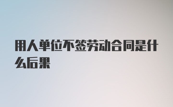 用人单位不签劳动合同是什么后果