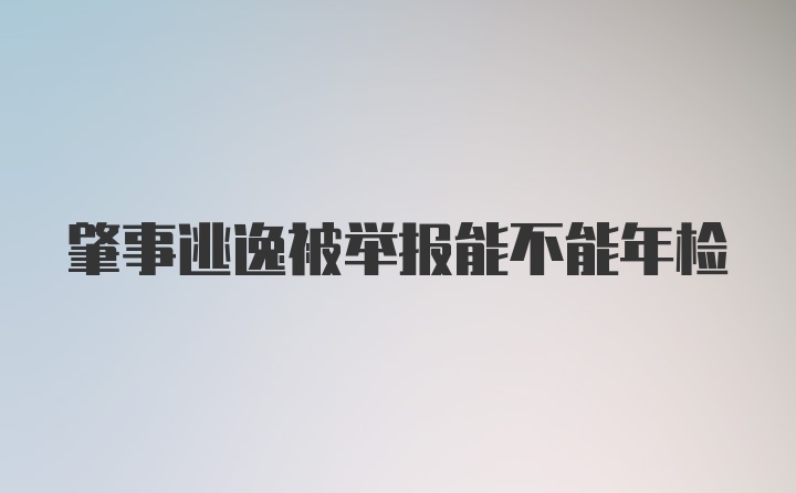 肇事逃逸被举报能不能年检