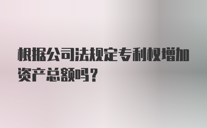 根据公司法规定专利权增加资产总额吗?