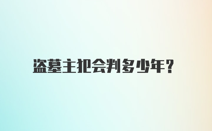 盗墓主犯会判多少年？