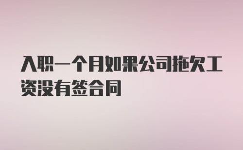 入职一个月如果公司拖欠工资没有签合同