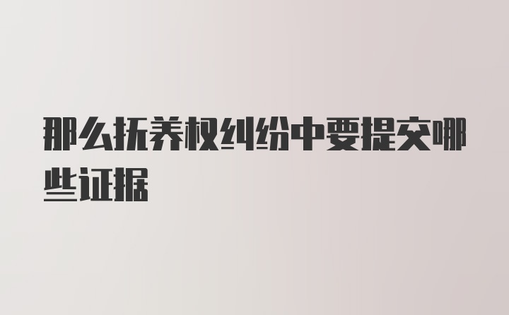 那么抚养权纠纷中要提交哪些证据