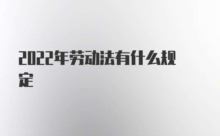 2022年劳动法有什么规定