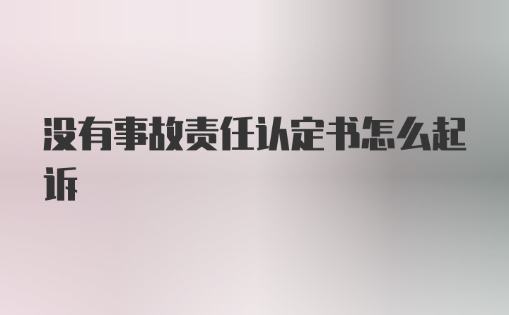 没有事故责任认定书怎么起诉