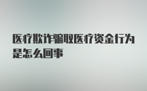 医疗欺诈骗取医疗资金行为是怎么回事