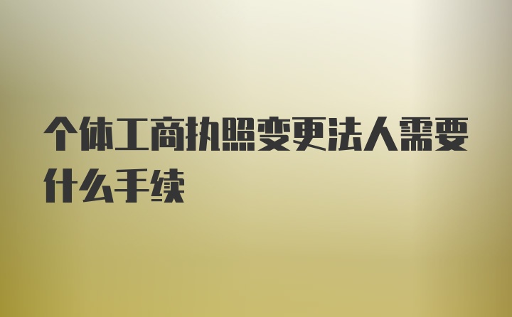 个体工商执照变更法人需要什么手续