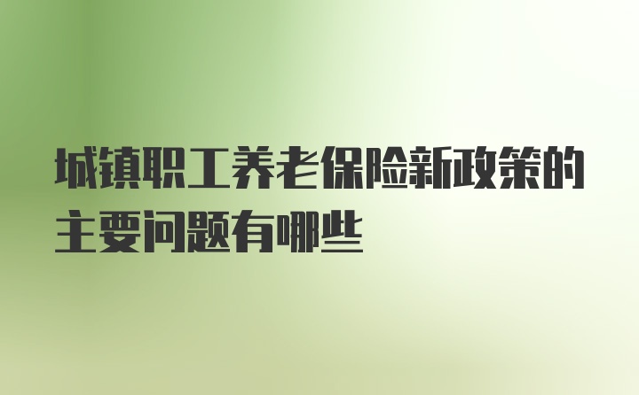 城镇职工养老保险新政策的主要问题有哪些