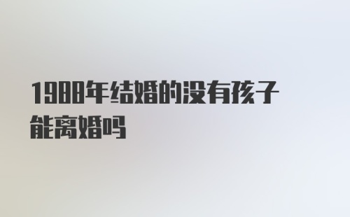 1988年结婚的没有孩子能离婚吗