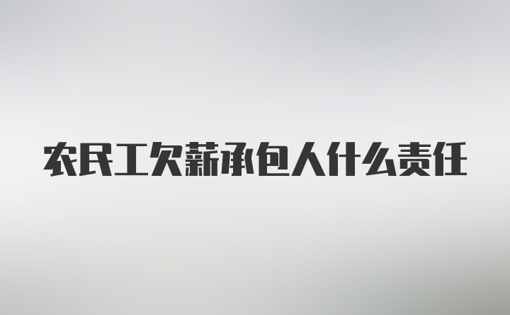 农民工欠薪承包人什么责任