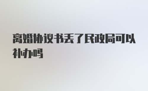 离婚协议书丢了民政局可以补办吗