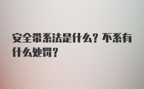 安全带系法是什么？不系有什么处罚？