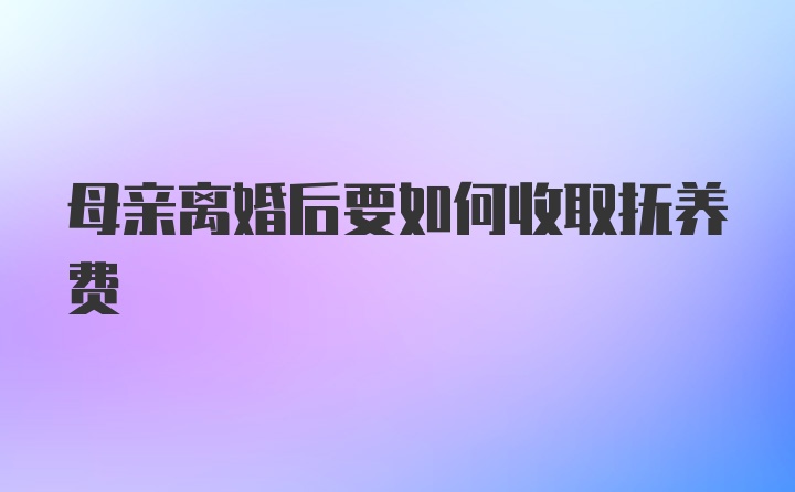 母亲离婚后要如何收取抚养费