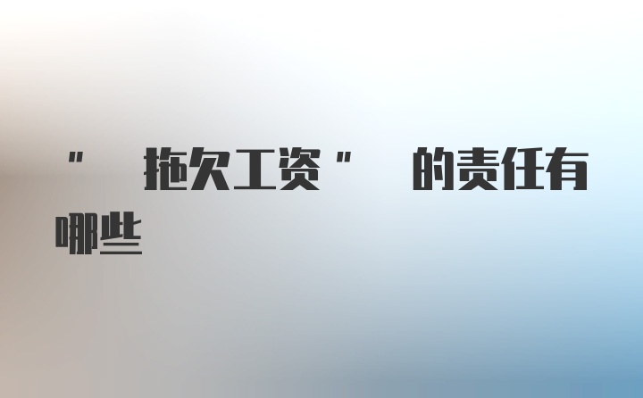 " 拖欠工资" 的责任有哪些