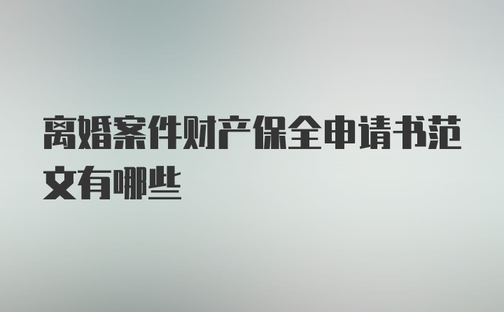 离婚案件财产保全申请书范文有哪些