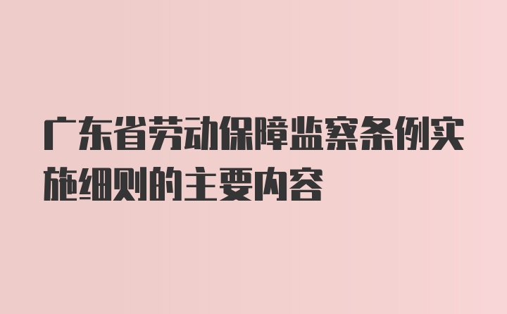 广东省劳动保障监察条例实施细则的主要内容