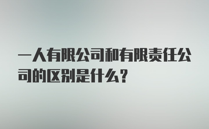 一人有限公司和有限责任公司的区别是什么？