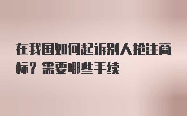 在我国如何起诉别人抢注商标？需要哪些手续